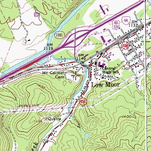 Topographic Map of Mount Carmel Cemetery, VA