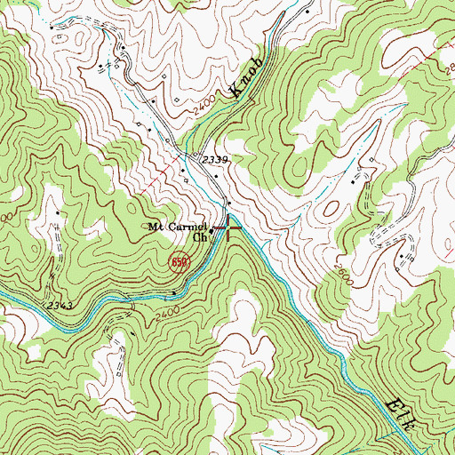 Topographic Map of Mount Carmel Church, VA