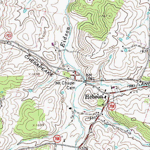Topographic Map of Mount Chapel Cemetery, VA