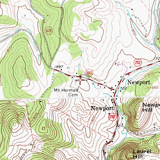 Topographic Map of Mount Herman Cemetery, VA