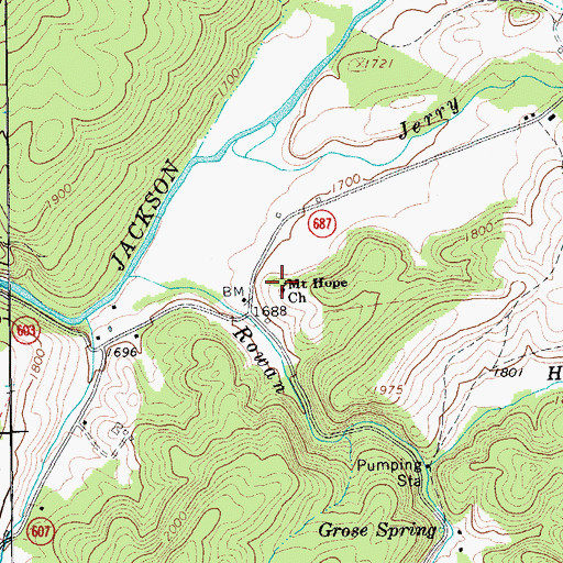 Topographic Map of Mount Hope United Methodist Church, VA