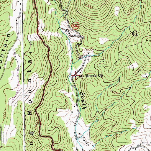 Topographic Map of Mount Horeb Church, VA