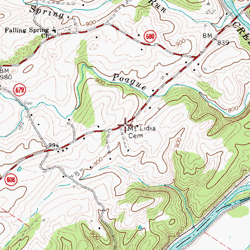 Topographic Map of Mount Lidia Cemetery, VA