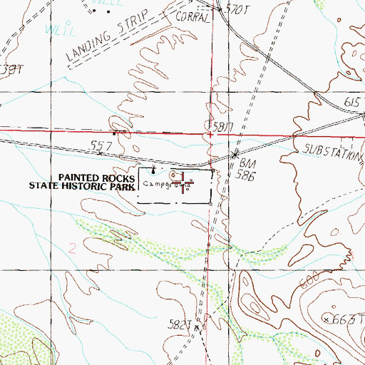 Topographic Map of Painted Rock Historic Park, AZ