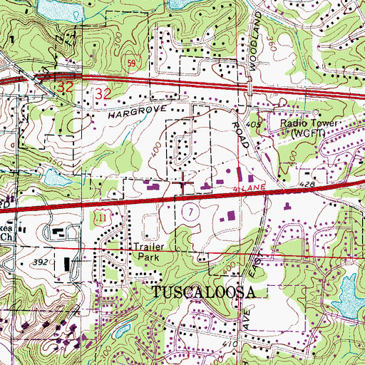 Topographic Map of Skyland Boulevard Baptist Church, AL