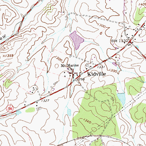 Topographic Map of Mount Marine Church, VA