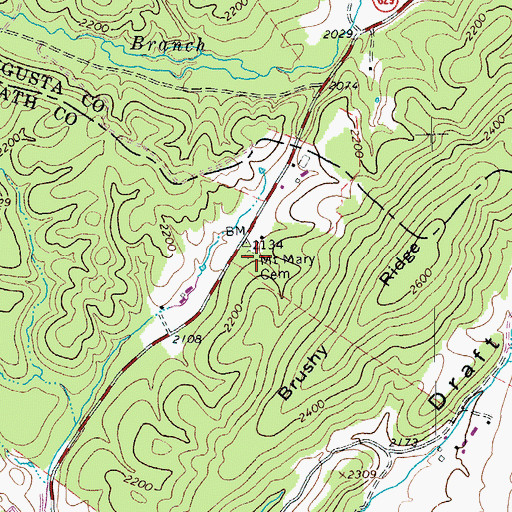 Topographic Map of Mount Mary Cemetery, VA