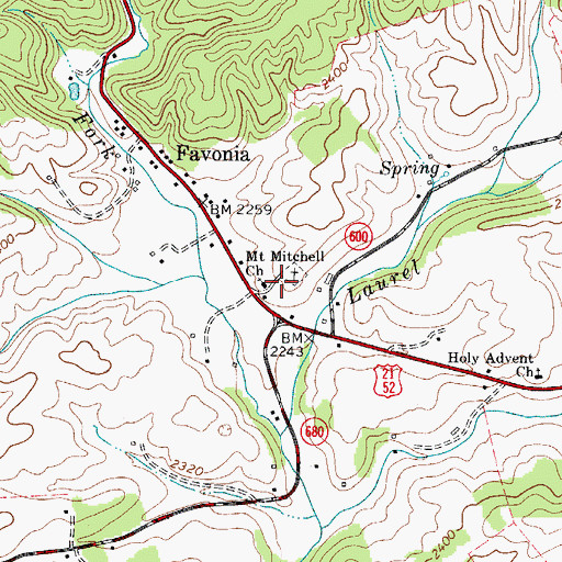 Topographic Map of Mount Mitchell Church, VA
