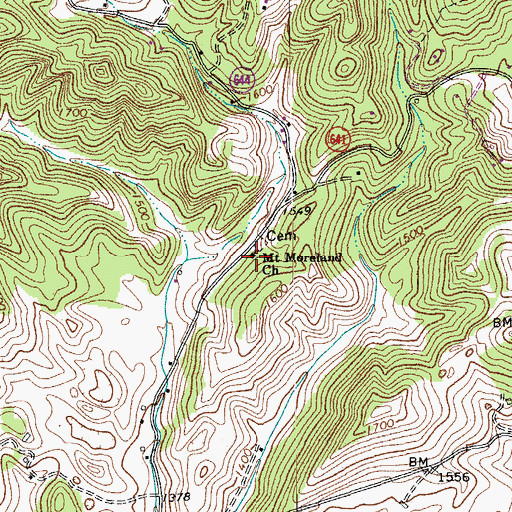 Topographic Map of Mount Moreland Church, VA