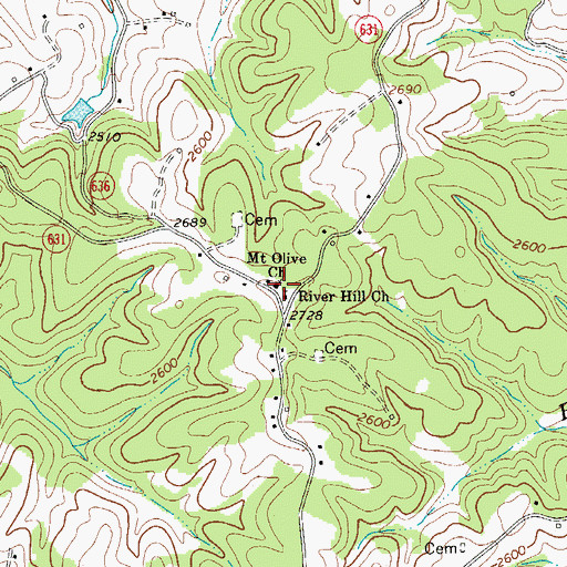Topographic Map of Mount Olive Church, VA