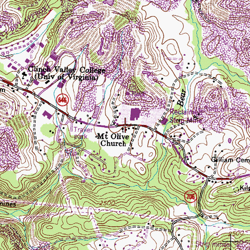 Topographic Map of Mount Olive Church, VA