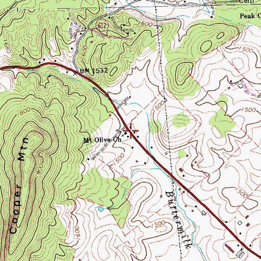 Topographic Map of Mount Olive Church, VA