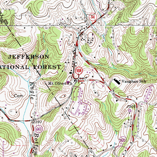 Topographic Map of Mount Olivet Church, VA