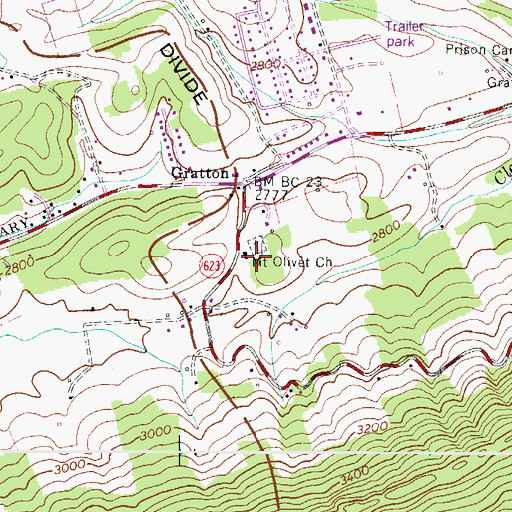Topographic Map of Mount Olivet Church, VA