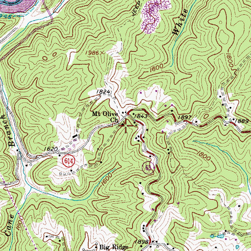 Topographic Map of Mount Olivet Church, VA