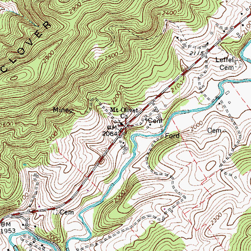 Topographic Map of Mount Olivet Church, VA