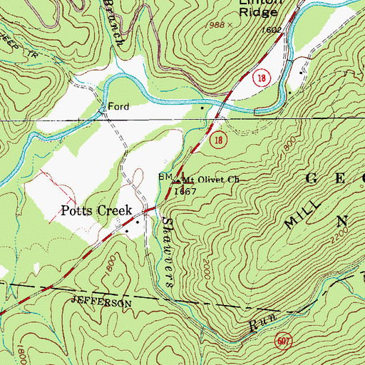 Topographic Map of Mount Olivet Church, VA