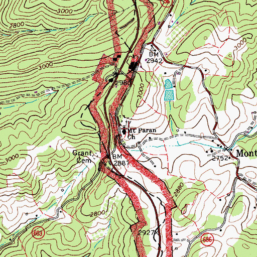 Topographic Map of Mount Paran Church, VA
