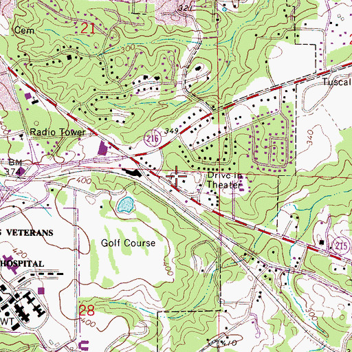 Topographic Map of Skyland Plaza Shopping Center, AL
