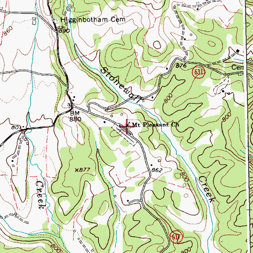 Topographic Map of Mount Pleasant Church, VA