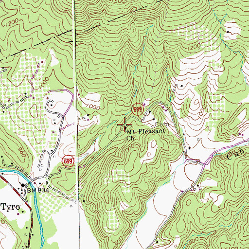 Topographic Map of Mount Pleasant Church, VA