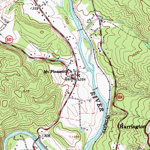 Topographic Map of Mount Pleasant Church, VA