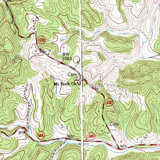 Topographic Map of Mount Rock Church, VA