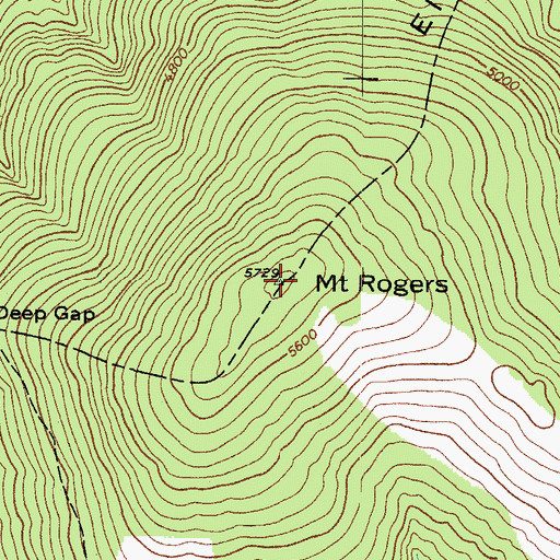 Topographic Map of Mount Rogers, VA