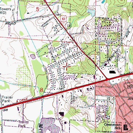 Topographic Map of Smith Acres, AL