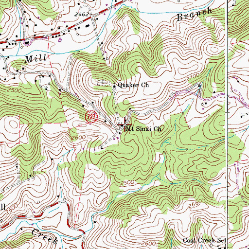 Topographic Map of Mount Sinai Church, VA