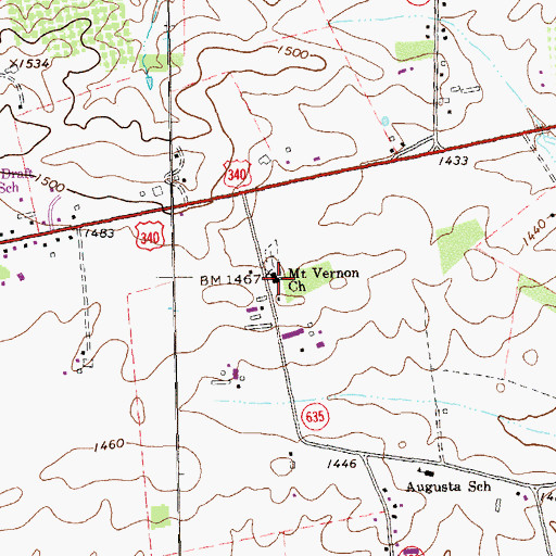 Topographic Map of Mount Vernon Church, VA