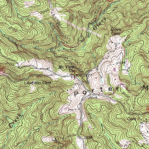 Topographic Map of Mount View Church, VA