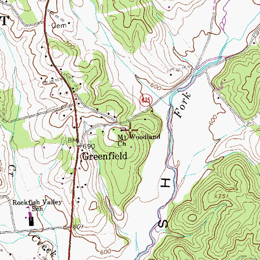 Topographic Map of Mount Woodland Church, VA