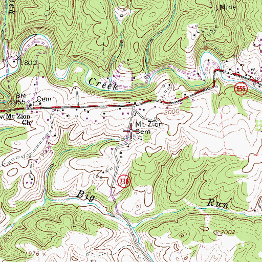 Topographic Map of Mount Zion Cemetery, VA