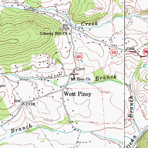Topographic Map of Mount Zion Church, VA