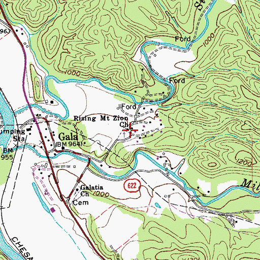 Topographic Map of Mount Zion Church, VA