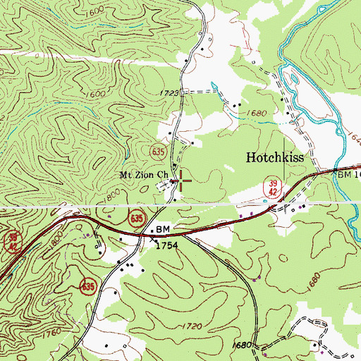 Topographic Map of Mount Zion Baptist Church, VA