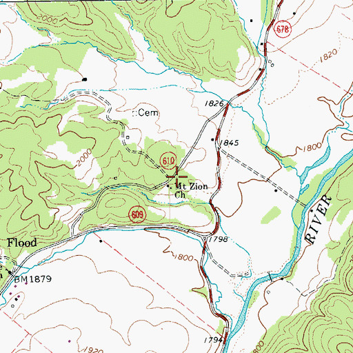 Topographic Map of Mount Zion Church, VA