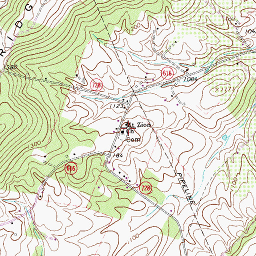 Topographic Map of Mount Zion Church, VA