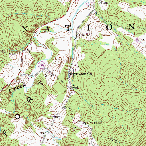 Topographic Map of Mount Zion Church, VA