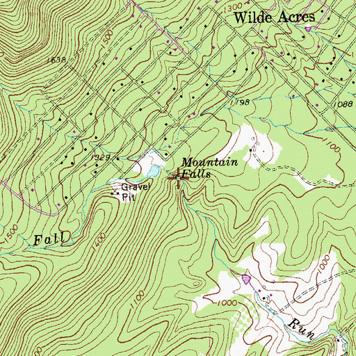 Topographic Map of Mountain Falls, VA