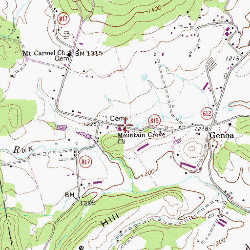 Topographic Map of Mountain Grove Church, VA