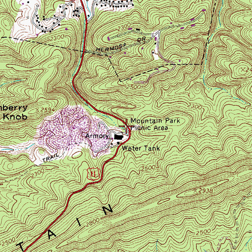 Topographic Map of Mountain Park Picnic Area, VA
