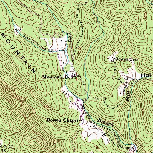 Topographic Map of Mountain School, VA