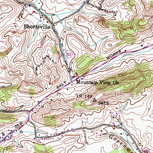 Topographic Map of Mountain View Church, VA