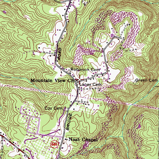 Topographic Map of Mountain View Church, VA