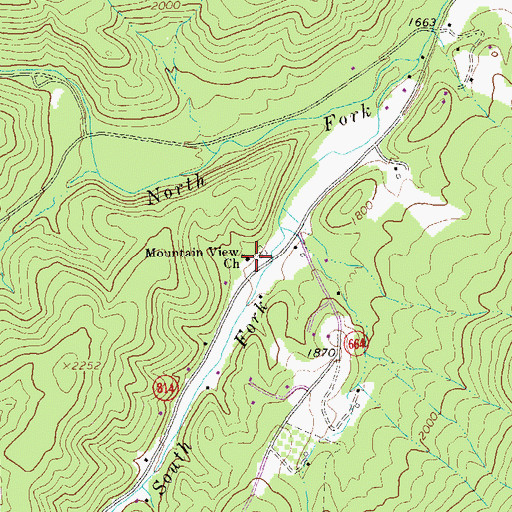 Topographic Map of Mountain View Church, VA