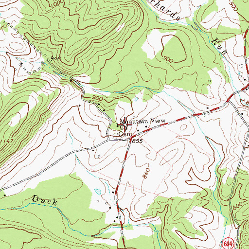 Topographic Map of Mountain View Church, VA