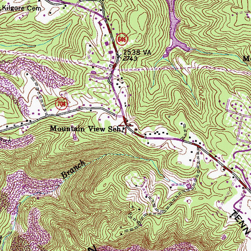 Topographic Map of Mountain View School, VA