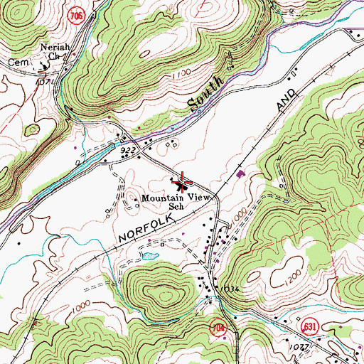 Topographic Map of Mountain View Elementary School, VA